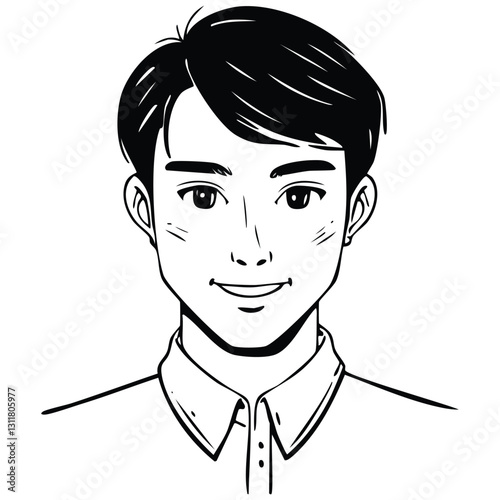 Hand drawn portrait of a handsome man in sketch style