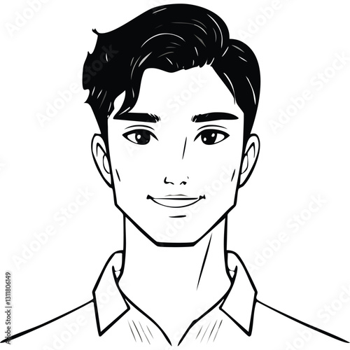 Hand drawn portrait of a handsome man in sketch style