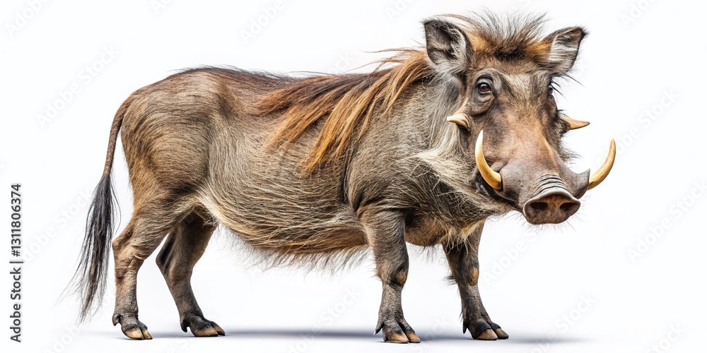Fototapeta premium Warthog on White Background - Wild African Pig, Isolated Image for Design
