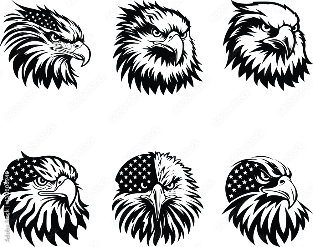 Obraz premium Eagle With American Flag Svg bundle