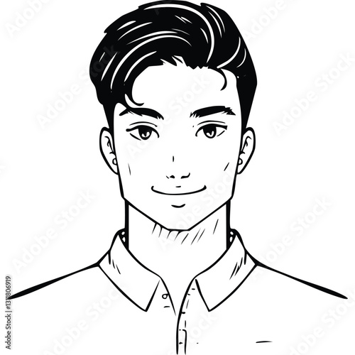 Hand drawn portrait of a handsome man in sketch style