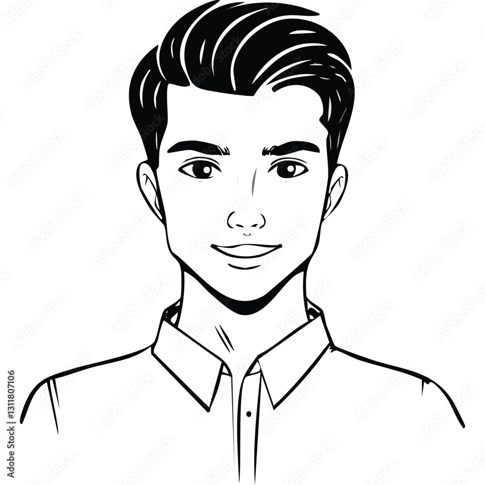 Hand drawn portrait of a handsome man in sketch style Hand drawn portrait of a handsome man in sketch style