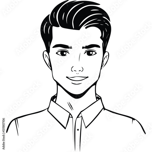 Hand drawn portrait of a handsome man in sketch style
