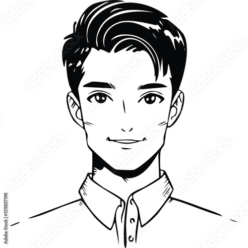 Hand drawn portrait of a handsome man in sketch style