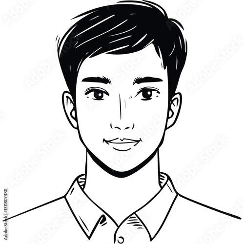 Hand drawn portrait of a handsome man in sketch style