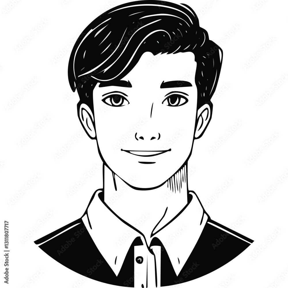 Hand drawn portrait of a handsome man in sketch style Hand drawn portrait of a handsome man in sketch style