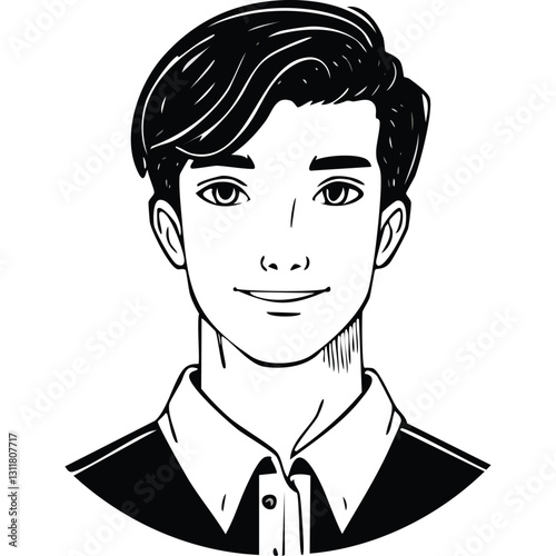 Hand drawn portrait of a handsome man in sketch style