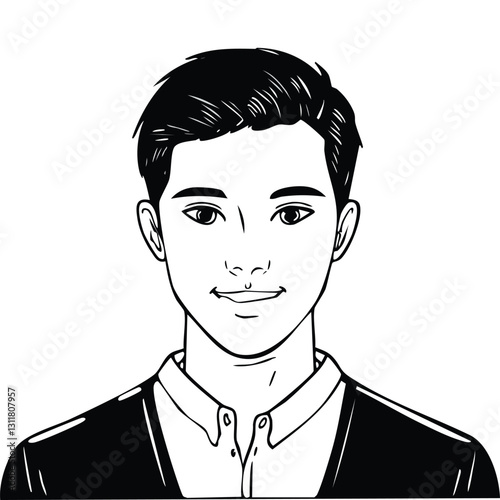 Hand drawn portrait of a handsome man in sketch style