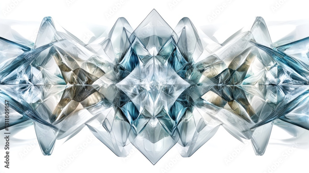 Abstract Geometric Crystal Formation with Light Blue and White Colors Abstract Geometric Crystal Formation with Light Blue and White Colors