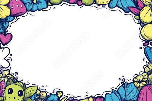 Floral Frame Bright, cheerful blooms encircle a blank white space with artistic style