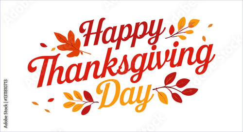 Happy thanksgiving day typography with autumn leaves vector. Happy thanksgiving day calligraphy with fall leaves vector design. Autumn thanksgiving typography with falling leaves