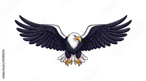 Majestic bald eagle with wings outstretched.