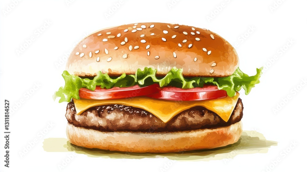 Homemade Cheeseburger with Fresh Lettuce and Tomato Homemade Cheeseburger with Fresh Lettuce and Tomato