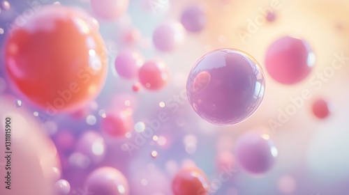Group of Floating Pastel Balloons in Soft Focus Background