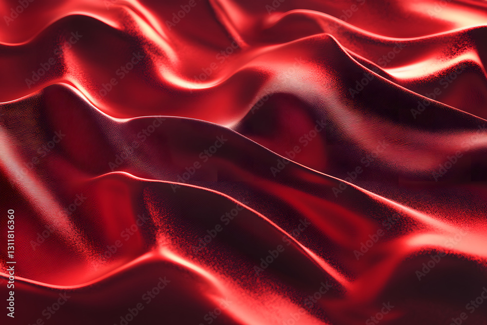 Fototapeta premium Abstract Red Draped Fabric Texture Background
