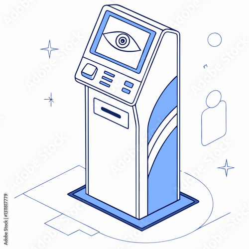 AI eye scanner machine in minimalist design against a light background