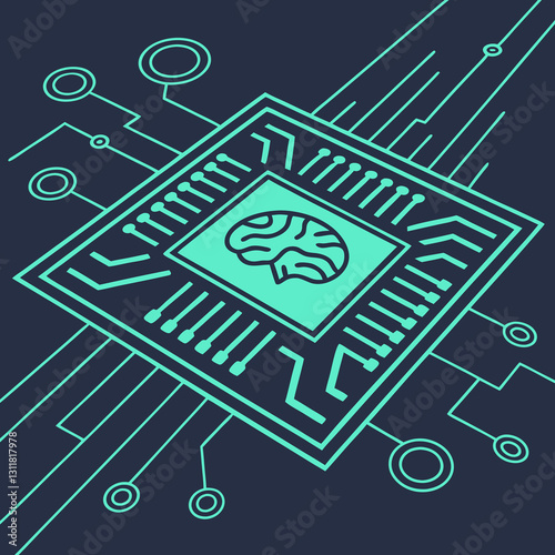 AI pattern recognition digital design with circuit board elements