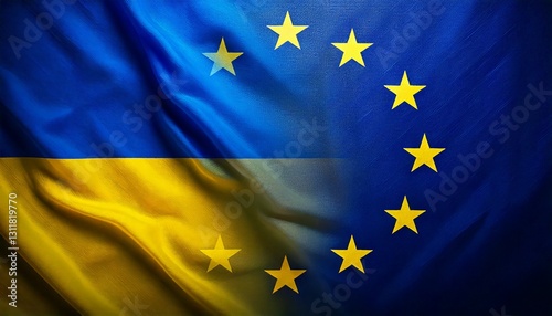Background showing components of the flags from Ukraine and The European Union	