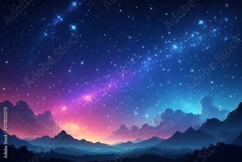 starr sky with mountains and stars in the background photo