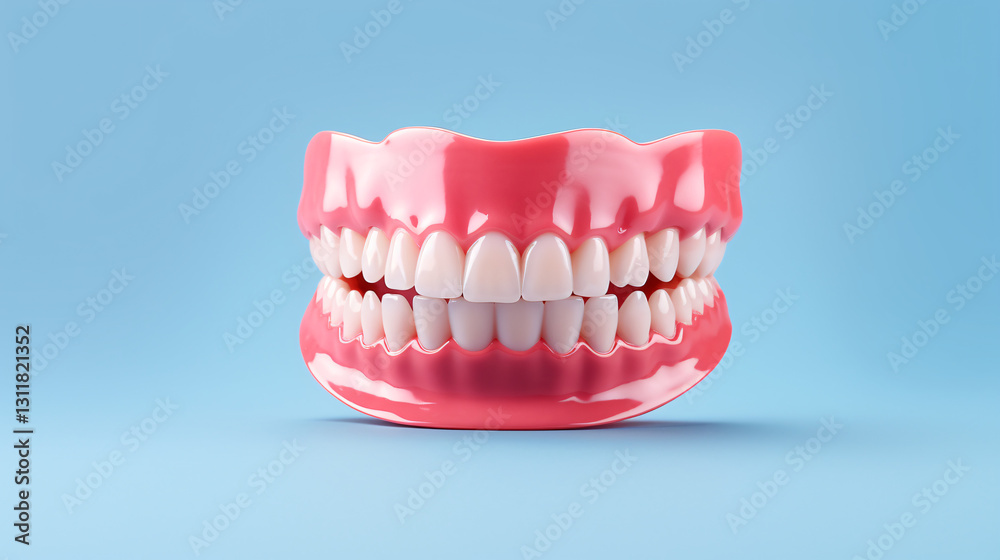 Obraz premium Photography for stock: close-up of dentures in the mouth, highlighting dental care and oral health.