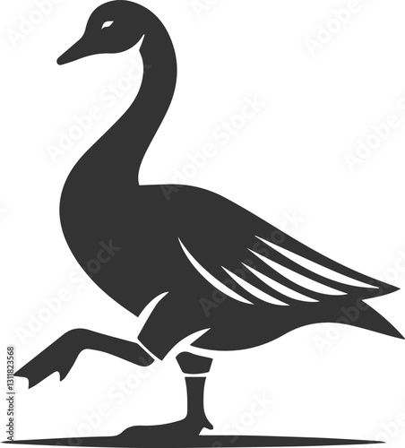 Silhouette of a goose standing on one leg animal vector