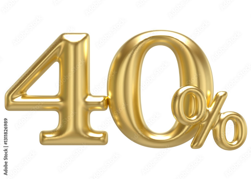 40 Percent Gold 3D Render