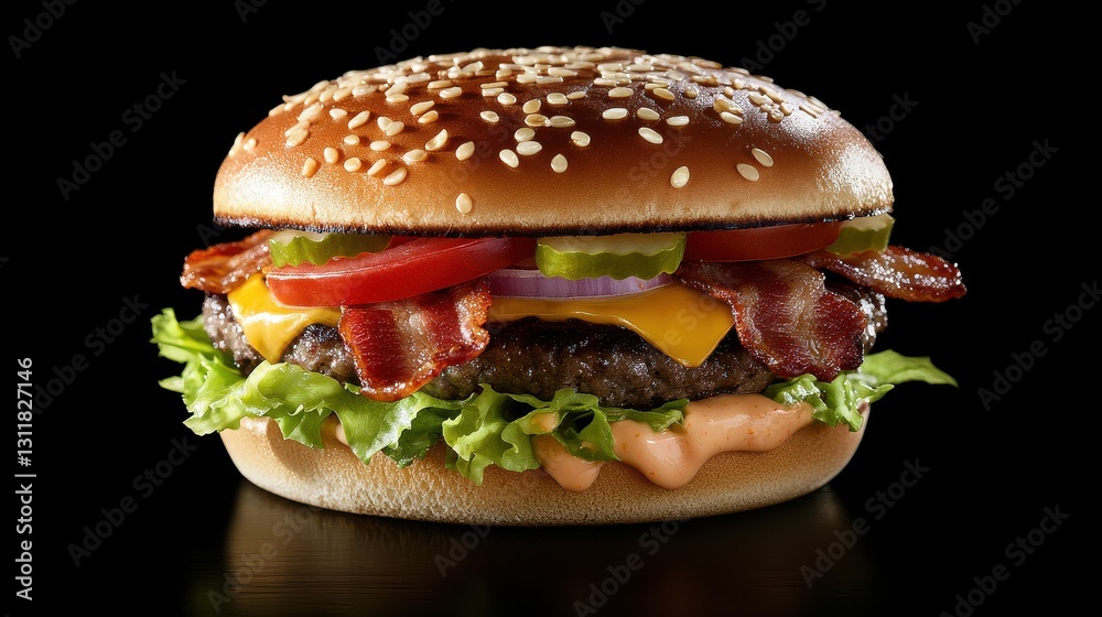 Large Bacon Cheeseburger with Grilled Patty Melted Large Bacon Cheeseburger with Grilled Patty Melted