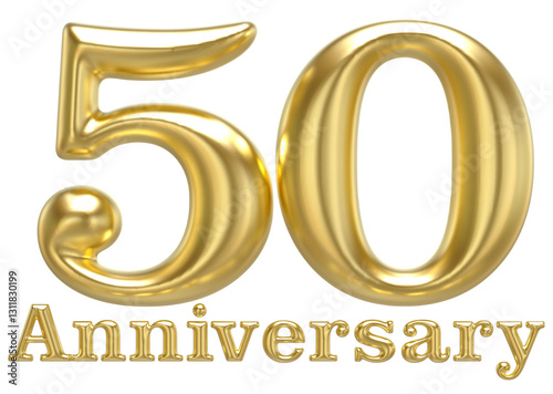50 Anniversary Gold 3D Render