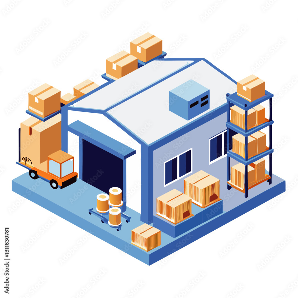 Various packages are neatly arranged inside a warehouse, preparing for shipping and inventory management while utilizing available storage space effectively Various packages are neatly arranged inside a warehouse, preparing for shipping and inventory management while utilizing available storage space effectively