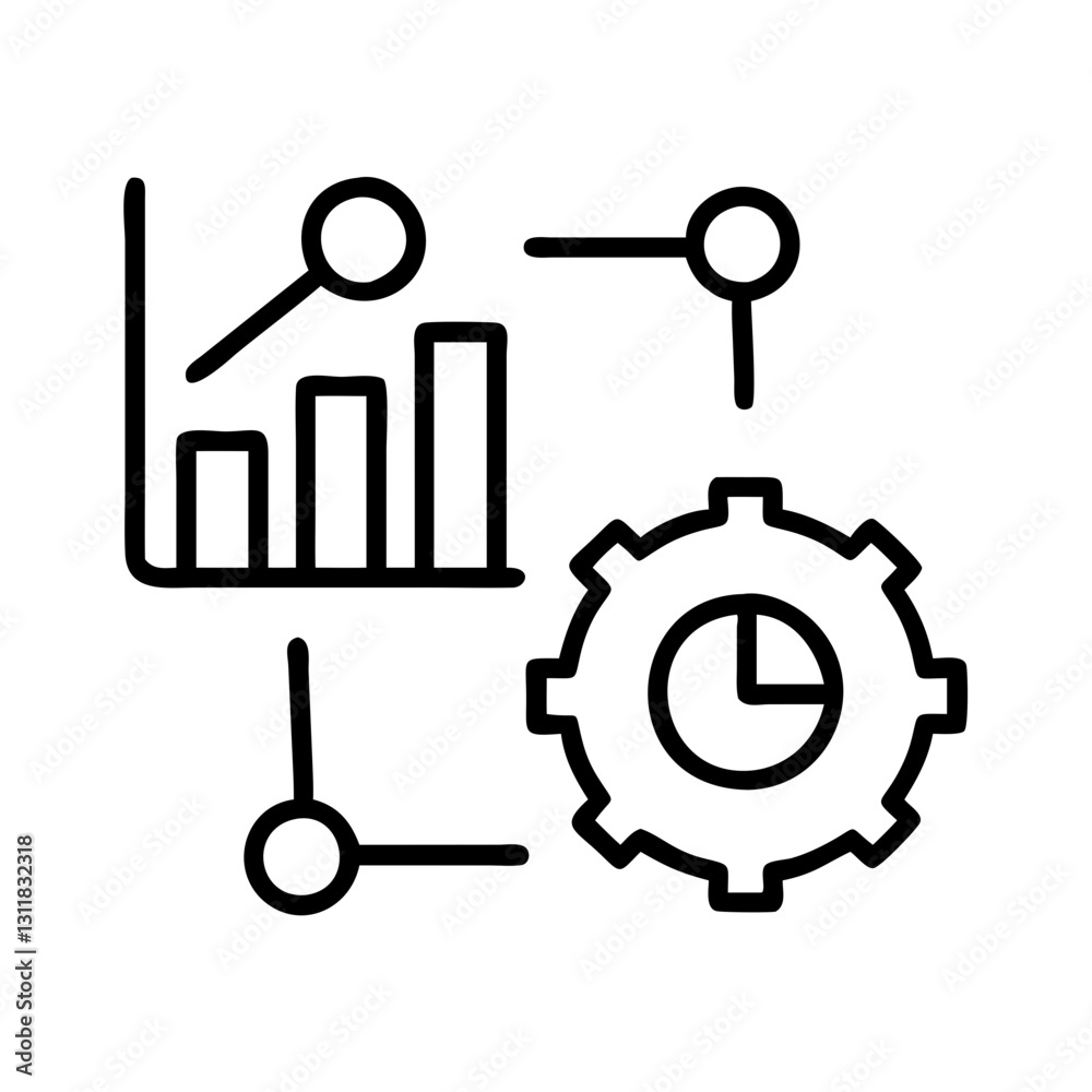 data analysis process icon, data analysis process line art - simple line art of data analysis process, perfect for data analysis process logos and icons data analysis process icon, data analysis process line art - simple line art of data analysis process, perfect for data analysis process logos and icons