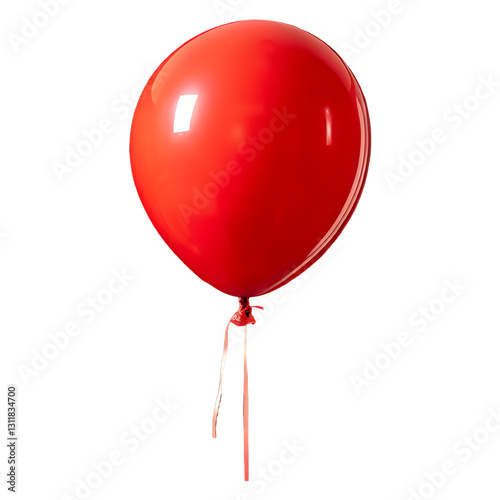 High-Quality Red Balloon PNG with Glossy Reflection and Thin String, Isolated on transparent Background, Perfect for Celebrations, Birthdays, Party Decorations, and Graphic Design Projects