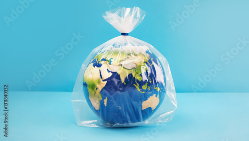 Earth Wrapped in Plastic – Symbol of Environmental Pollution and Climate Crisis