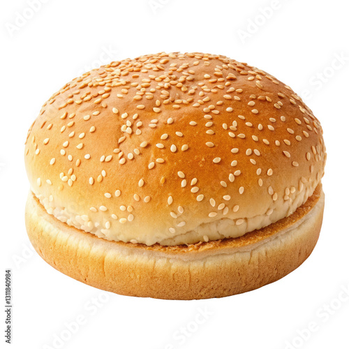 sesame seed hamburger bun isolated on transparent background