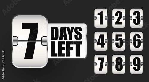 Days to go. Countdown discounts and sale time. Days left sign, label.