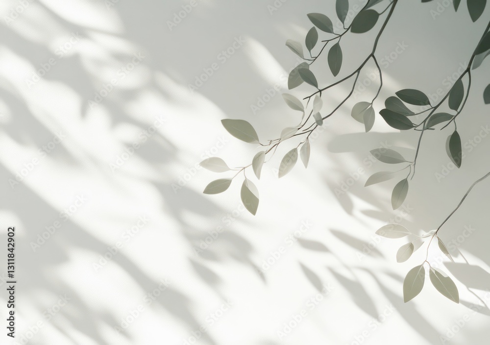 branch with leaves on a white wall background with beautiful shadow
branch with leaves on a white wall background with beautiful shadow