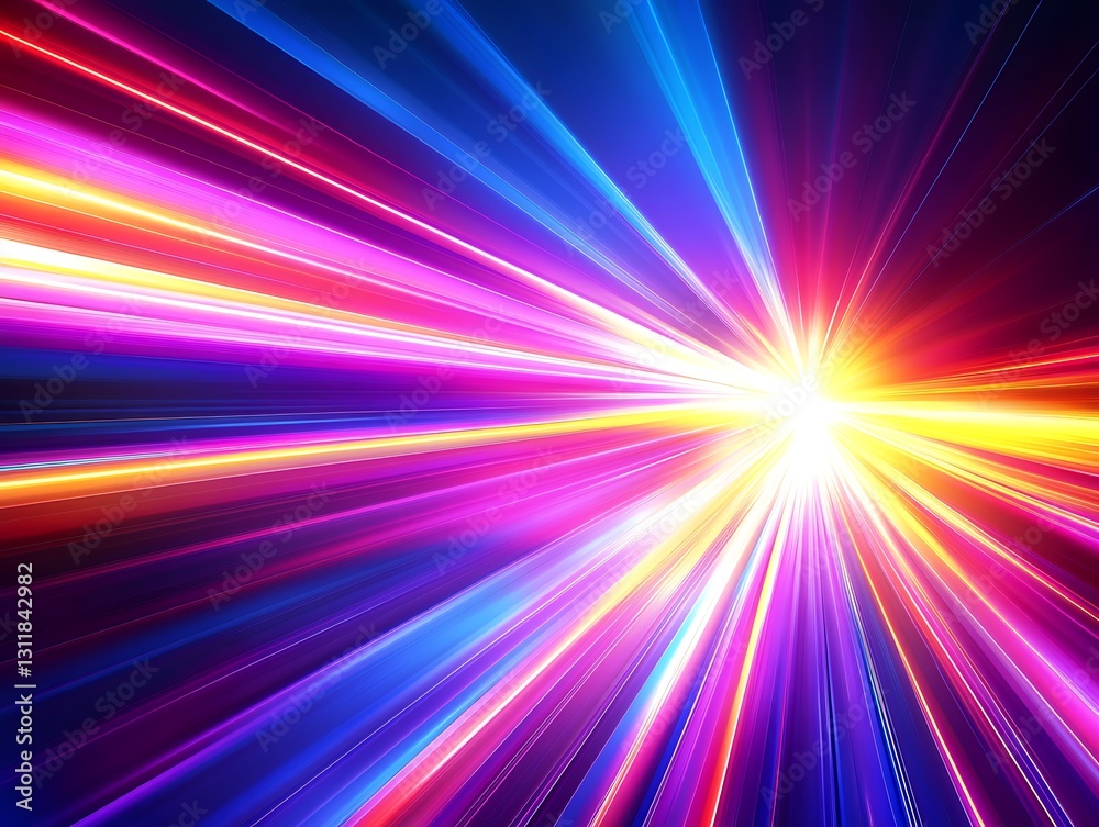 Fototapeta premium Colorful light streaks bursting from bright center