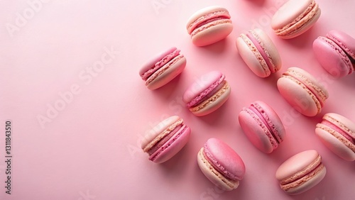 Wallpaper Mural A delightful arrangement of pink macarons on a pastel pink background, showcasing their delicate layers and subtle color variations, creating a visually appealing and appetizing composition. Torontodigital.ca