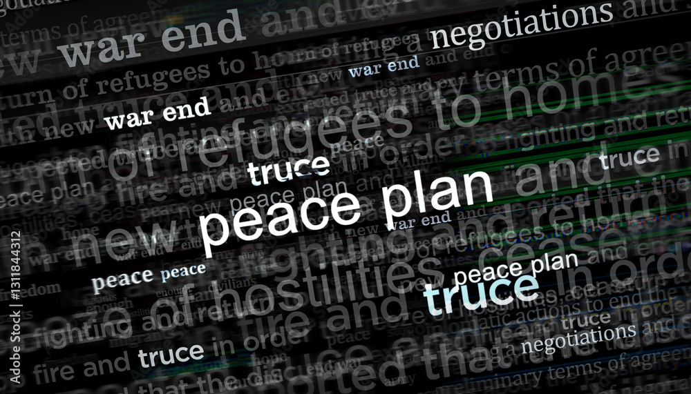 Peace plan and war end news titles illustration