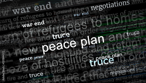 Peace plan and war end news titles illustration
