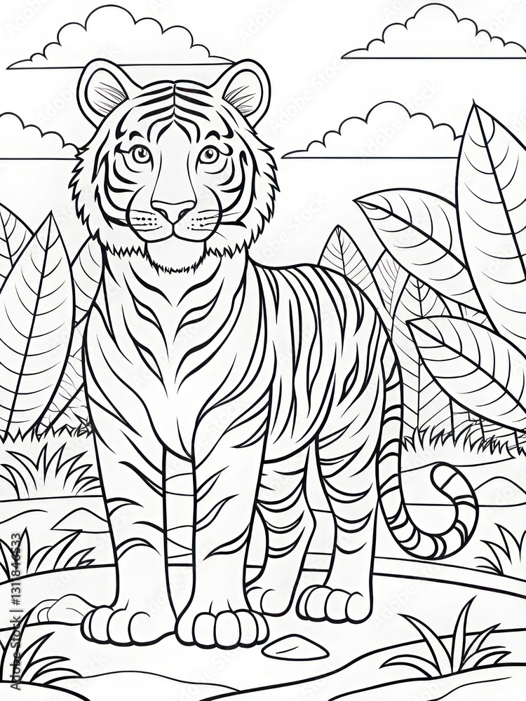 Obraz premium Coloring book page tiger