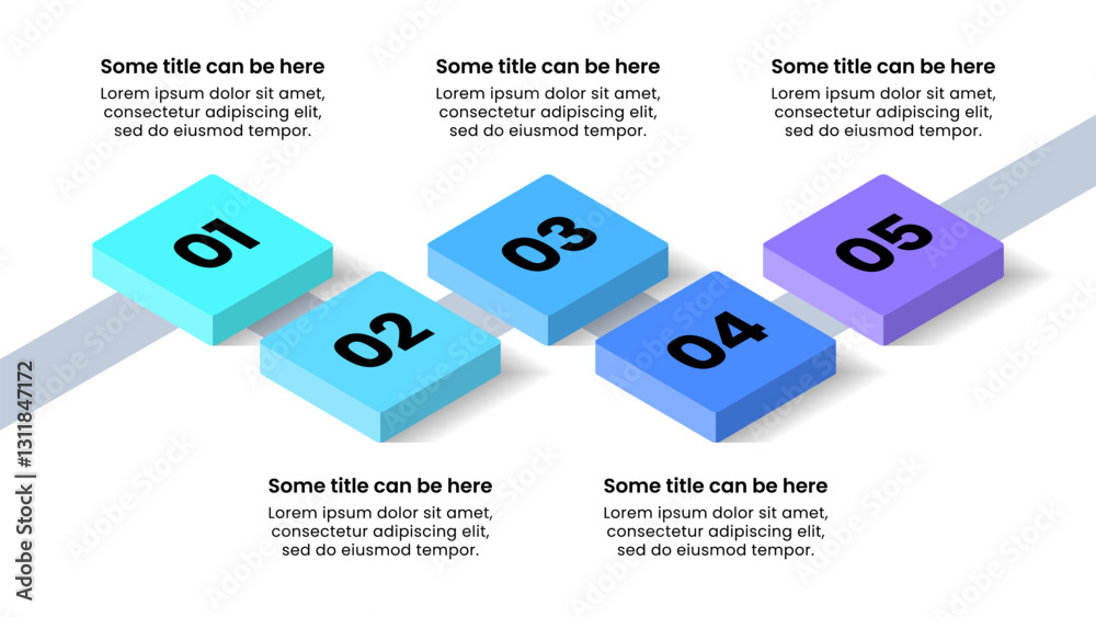 Infographics template. 5 isometric segments with numbers