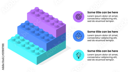 Infographic template. Isometric staircase with 3 steps