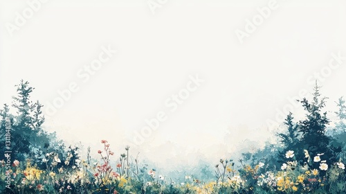 The minimalist landscape in this abstract painting is defined by its use of warm and soothing colors