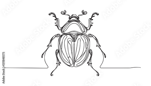 Continuous one single minimal line drawing insect