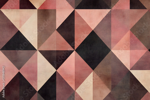 Abstract Geometric Pattern with Earthy Tones and Textured Triangles
