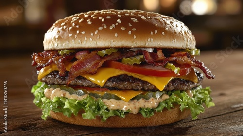 Large Double Cheeseburger with Melted Cheddar Crisp