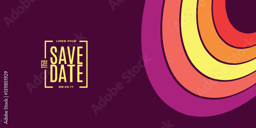 Save the date banner retro. Can be used for business, marketing and advertising. logo graphic design of event summit made for Technology and upcoming events.