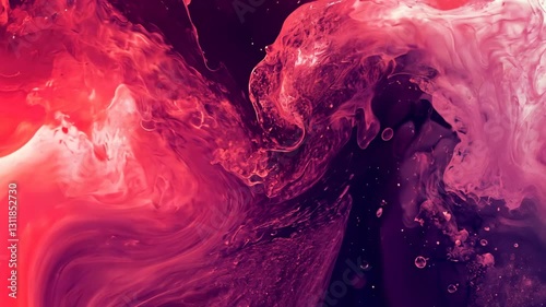 Colorful abstract paint swirl creates mesmerizing patterns in deep hues of red and pink