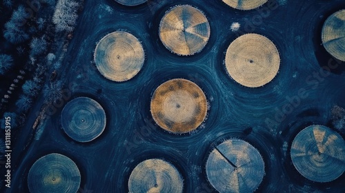 Geometric harmony aerial view of crop circles in agricultural landscape