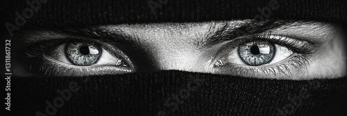 High-contrast close-up of a pair of eyes--one reflecting vulnerable trust, the other authoritative